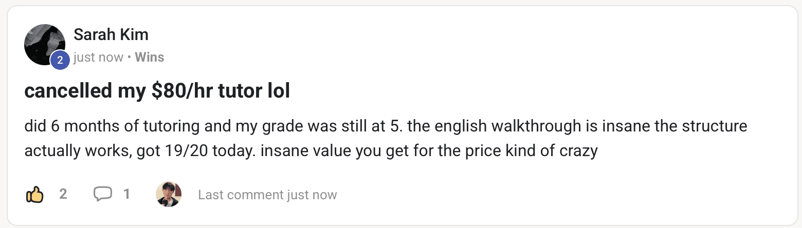 A student win shared in the iBOrbit community (2)